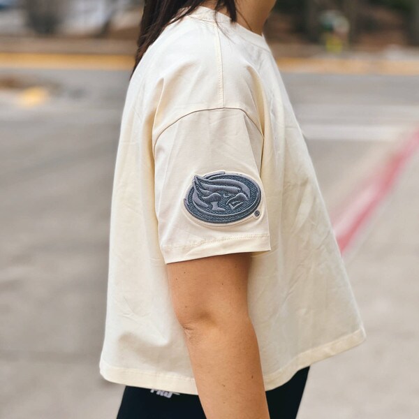 Pro Standard Women's I-State Off-White Boxy Cropped T-Shirt